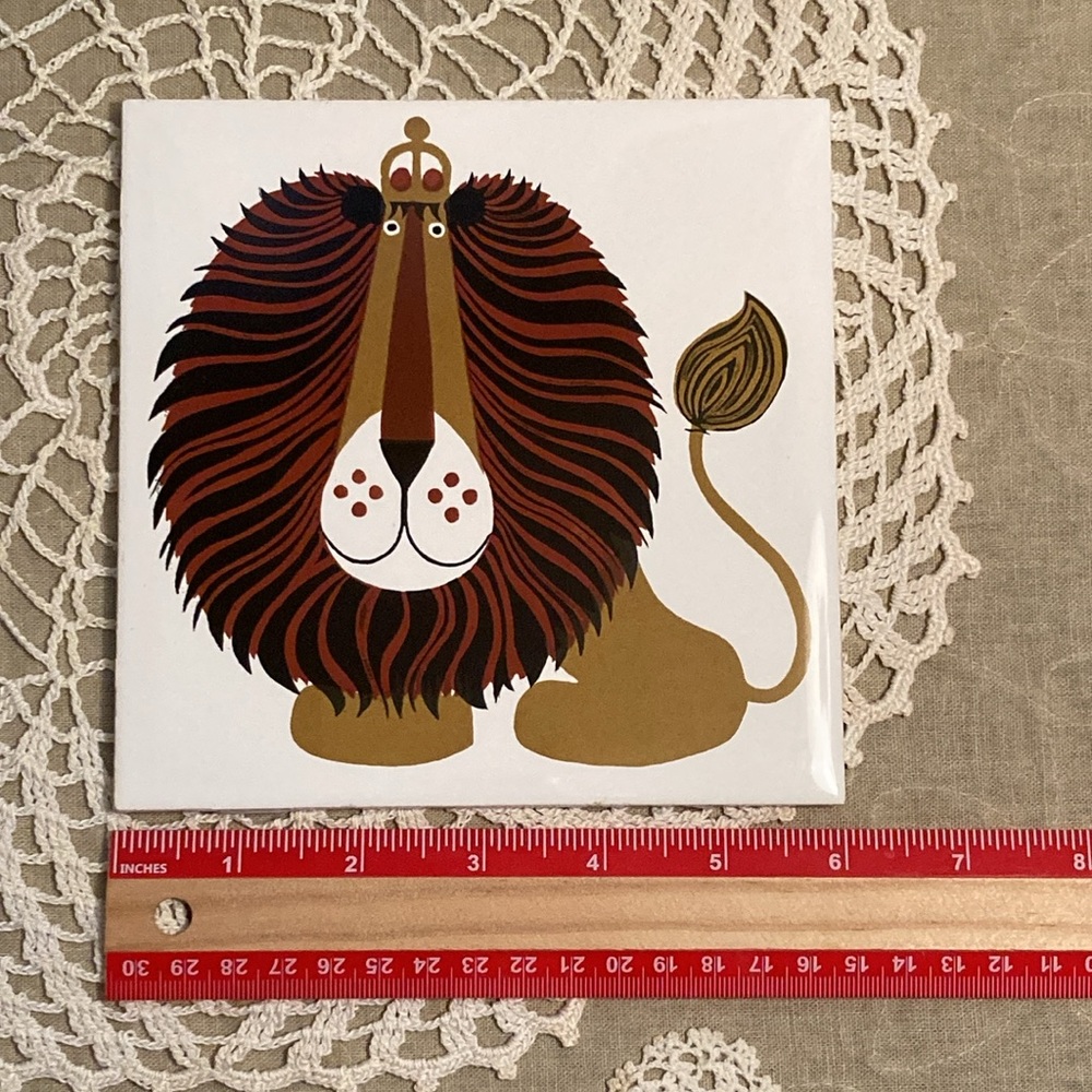 Vintage King Lion Ceramic Tile By Kenneth Townsend - Picture 10 of 11
